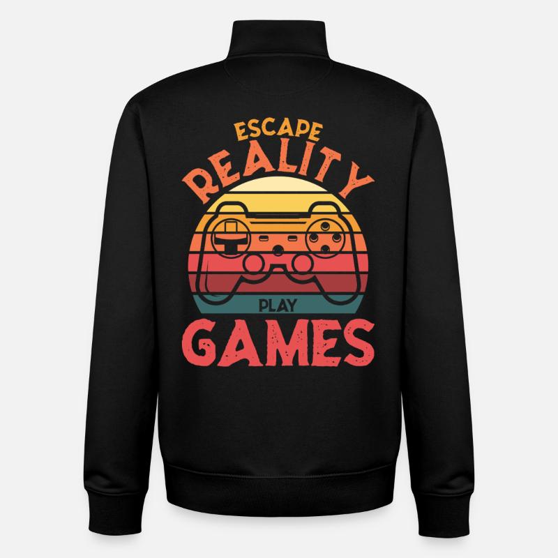 Escape Reality – Manette rétro Games & Play - Sweat zippé unisexe en coton bio Stanley/Stella - noir