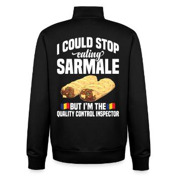  Sarmale Control Inspector Romanian Snack Dish - Unisex Organic Zip Sweatshirt by Stanley/Stella - black - Back - AI Model Male 185 light (185cm)