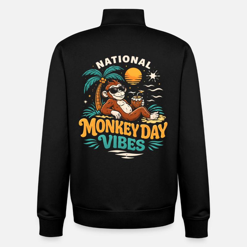 Jour du singe Jour du singe - Sweat zippé unisexe en coton bio Stanley/Stella - noir