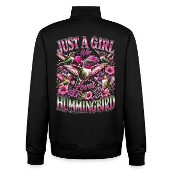 Girl Who Loves Ruby Throated Hummingbird - Unisex Organic Zip Sweatshirt by Stanley/Stella - black - Back - AI Model Male 185 light (185cm)