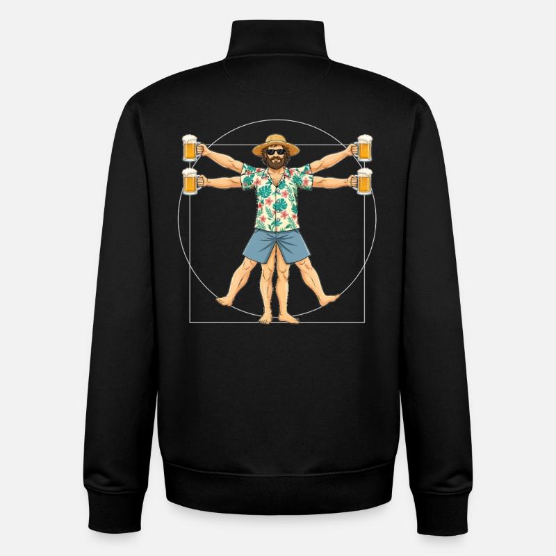 Vitruvian Man Beer - Unisex Organic Zip Sweatshirt by Stanley/Stella - black