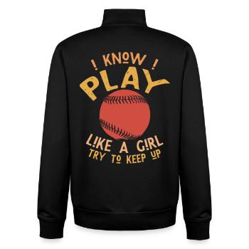 Jouer comme une fille – Puissance du baseball - Sweat zippé unisexe en coton bio Stanley/Stella - noir - Dos - AI Model Male 185 light (185cm)