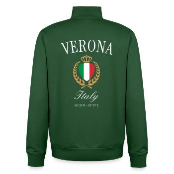 Verona Italy Coat of Arms Crown – Travel Souvenir - Unisex Organic Zip Sweatshirt by Stanley/Stella - bottle green - Back - AI Model Male 185 dark (185cm)