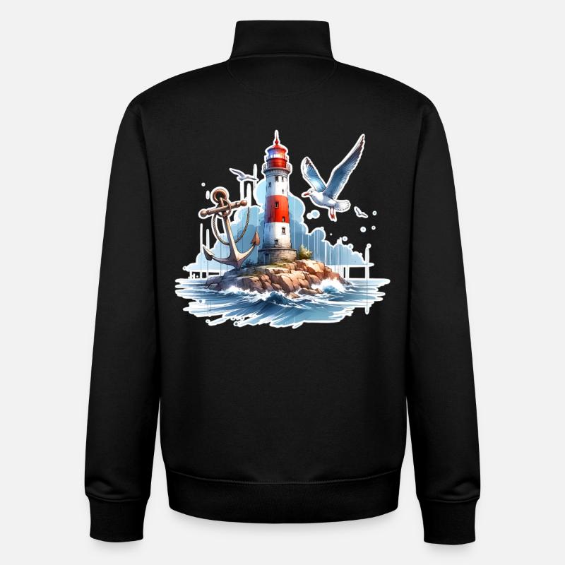 Leuchtturm Anker Möwe - Unisex Organic Zip Sweatshirt von Stanley/Stella - Schwarz