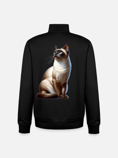 Chat siamois - Sweat zippé unisexe en coton bio Stanley/Stella - noir
