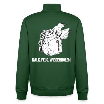 Klettern Bouldern Chalkbag Chalk - Unisex Organic Zip Sweatshirt von Stanley/Stella - Flaschengrün - Hinten - AI Model Male 185 dark (185cm)