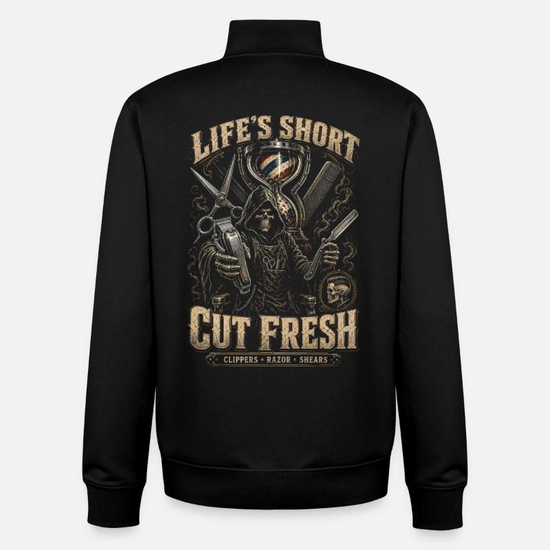 Barber Barbier Cut Fresh - Unisex Organic Zip Sweatshirt by Stanley/Stella - black