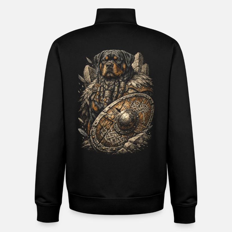 Chien viking rottweiler - Sweat zippé unisexe en coton bio Stanley/Stella - noir