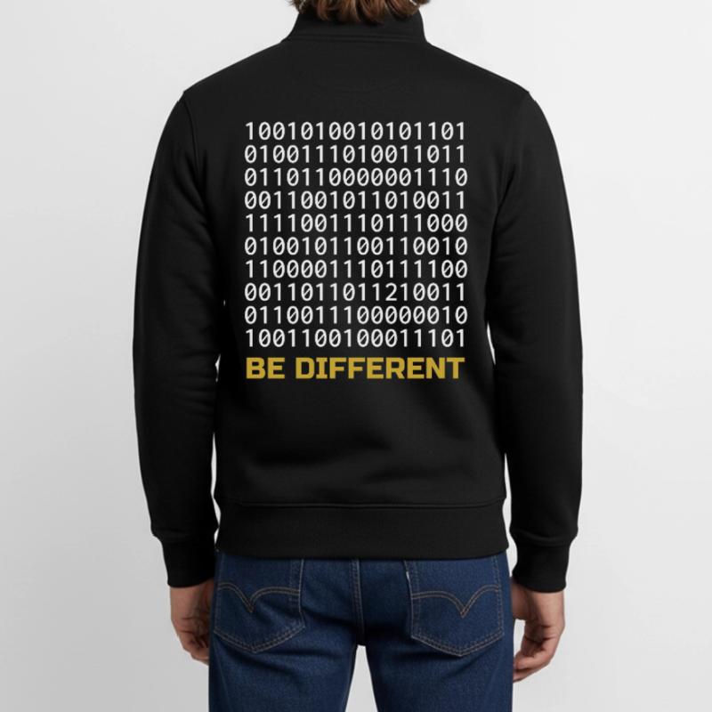 Be Different: Binary Pattern with Message Unisex Organic Zip Sweatshirt by Stanley/Stella
