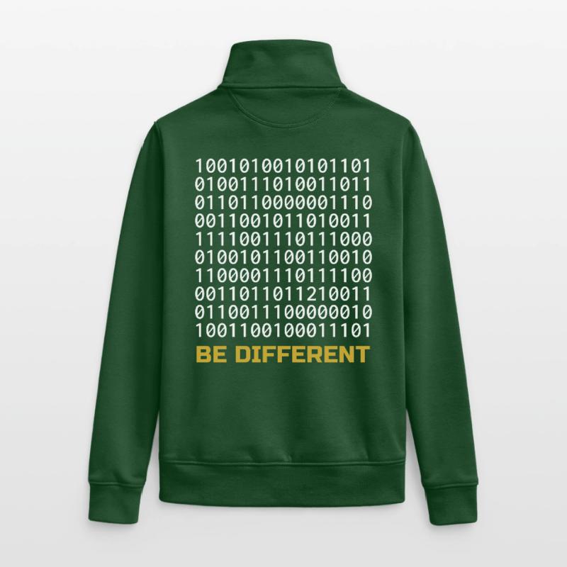 Be Different: Binary Pattern with Message Unisex Organic Zip Sweatshirt by Stanley/Stella