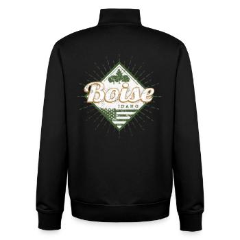 Boise City, Idaho, États-Unis, Vintage USA - Sweat zippé unisexe en coton bio Stanley/Stella - noir - Dos - AI Model Male 185 light (185cm)