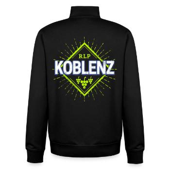 Koblenz Stadt in Deutschland mit Retro Weintrauben - Unisex Organic Zip Sweatshirt von Stanley/Stella - Schwarz - Hinten - AI Model Male 185 light (185cm)