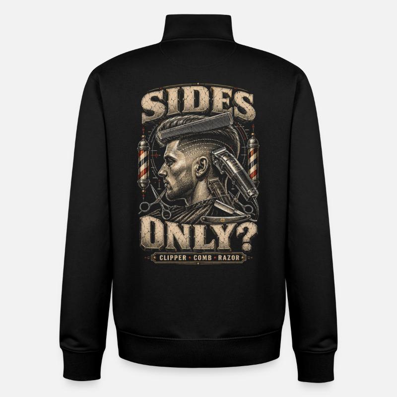 Barber Barbier Sides Only? - Unisex Organic Zip Sweatshirt by Stanley/Stella - black
