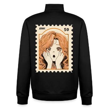 Peachy Shock Manga Portrait - Unisex Organic Zip Sweatshirt by Stanley/Stella - black - Back - AI Model Male 185 light (185cm)