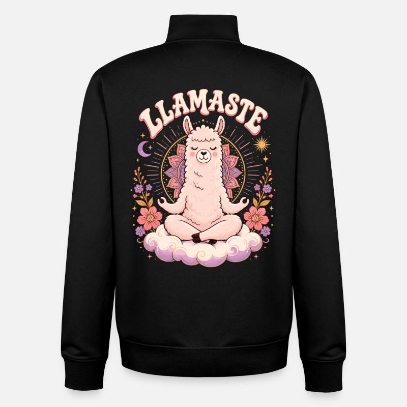 Chemise Mandala de yoga Lama Llamaste - Sweat zippé unisexe en coton bio Stanley/Stella - noir