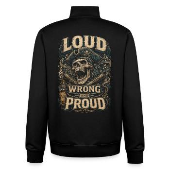 Chansons de chansons de chandaville Sea Salon Loud, Wrong And Proud - Sweat zippé unisexe en coton bio Stanley/Stella - noir - Dos - AI Model Male 185 light (185cm)