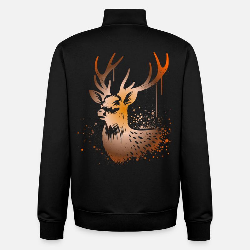 Cerf Sikahirsch Sika - Sweat zippé unisexe en coton bio Stanley/Stella - noir