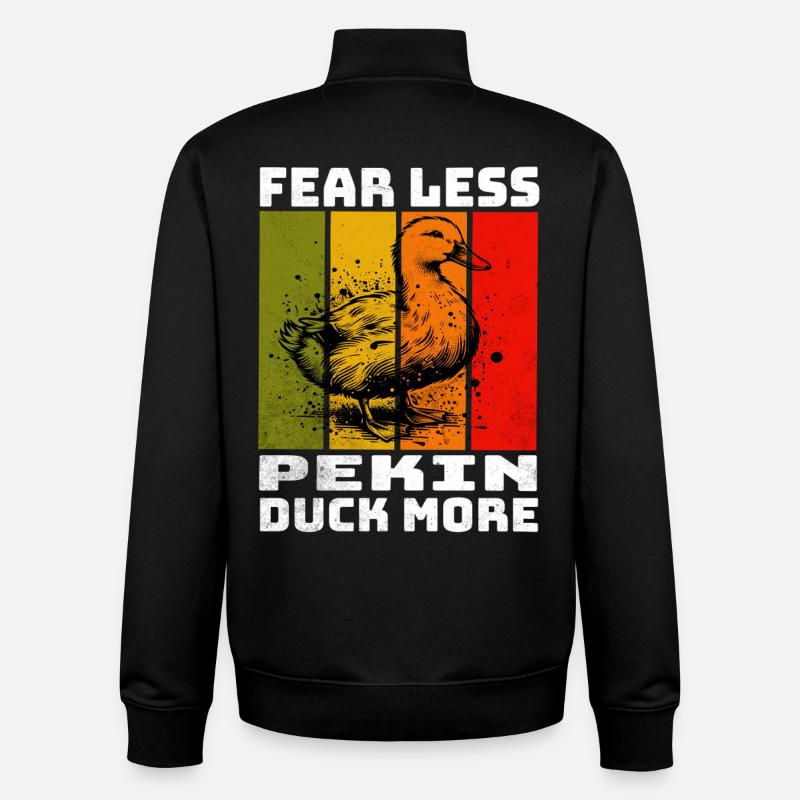 Canard Pékin Canard Blaqué - Sweat zippé unisexe en coton bio Stanley/Stella - noir
