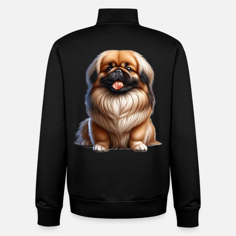 Pékinois - Sweat zippé unisexe en coton bio Stanley/Stella - noir