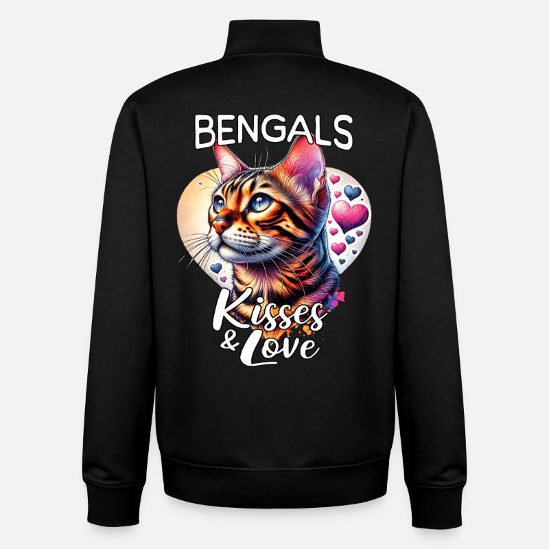 Amour des chats du Bengale - Sweat zippé unisexe en coton bio Stanley/Stella - noir