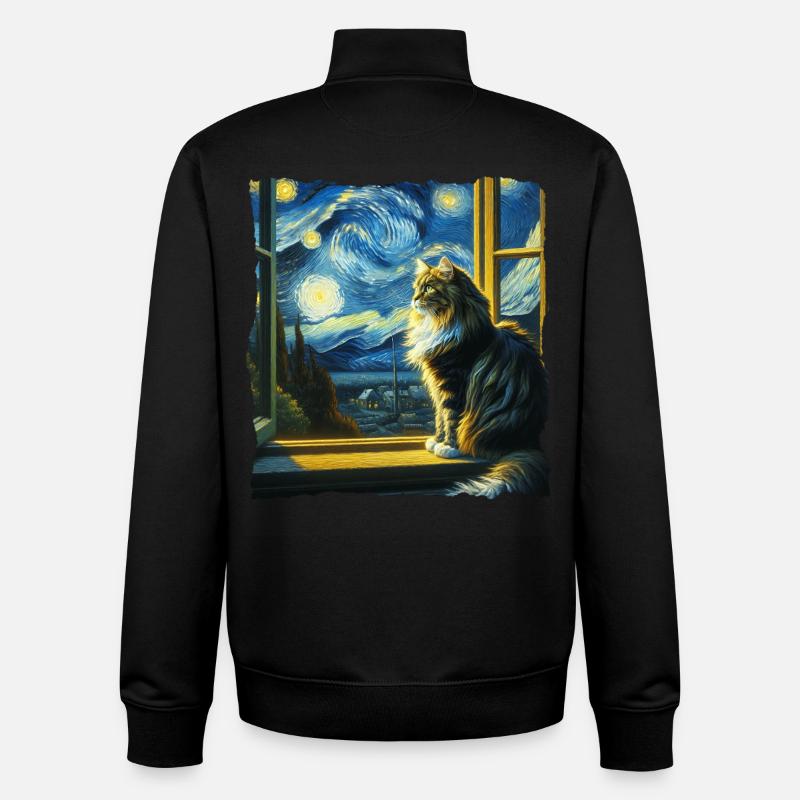 Maine Coon Starry Night - Unisex Organic Zip Sweatshirt by Stanley/Stella - black