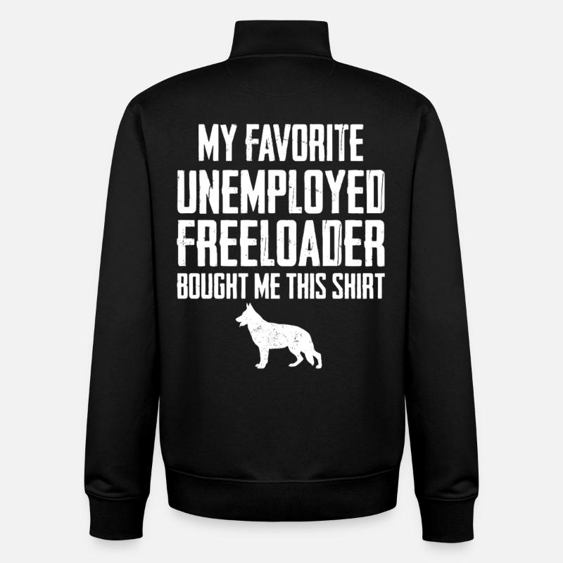 Funny German Shepherd Freeloader - Unisex Organic Zip Sweatshirt by Stanley/Stella - black