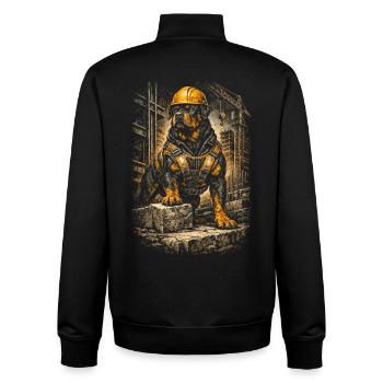 Rottweiler Hund Bauarbeiter - Unisex Organic Zip Sweatshirt von Stanley/Stella - Schwarz - Hinten - AI Model Male 185 light (185cm)