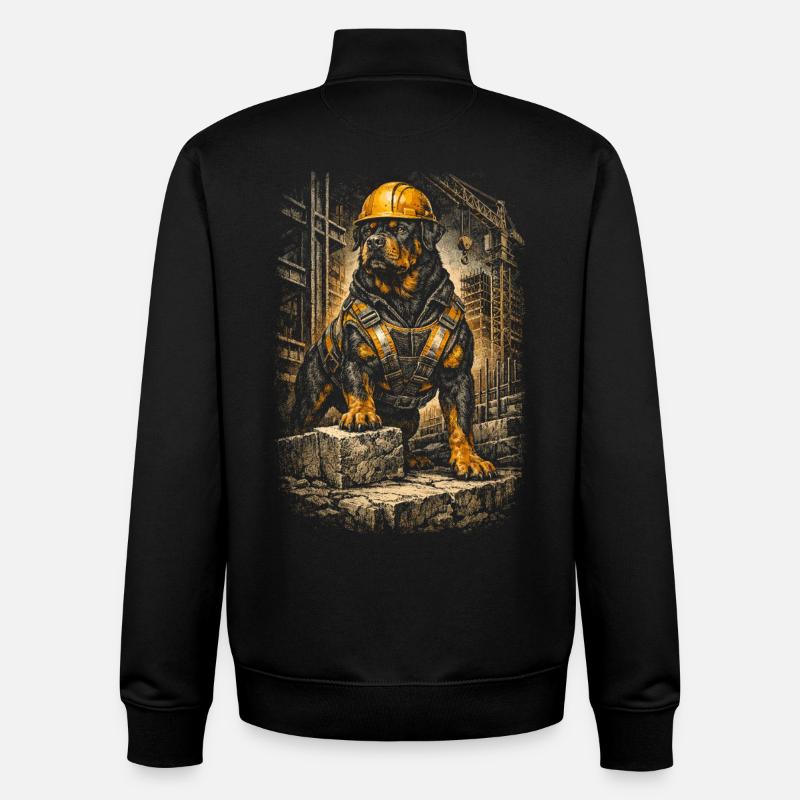 Rottweiler Dog ouvrier du bâtiment - Sweat zippé unisexe en coton bio Stanley/Stella - noir