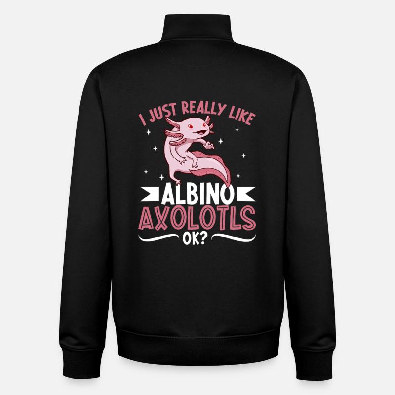 J’adore mon axolotl albinos - Sweat zippé unisexe en coton bio Stanley/Stella - noir