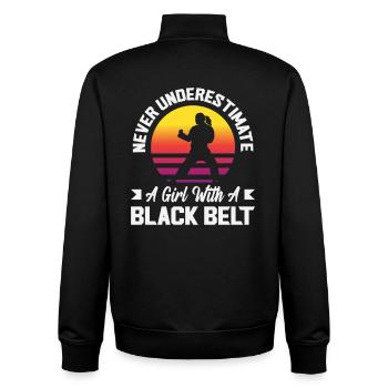 Black Belt Karate Martial Arts Retro Girl - Unisex Organic Zip Sweatshirt by Stanley/Stella - black - Back - AI Model Male 185 light (185cm)