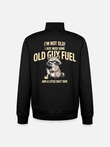 Grumpy Raccoon Old Guy Fuel Tee - Unisex Organic Zip Sweatshirt by Stanley/Stella - black