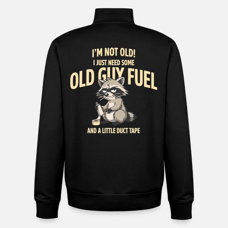 Grumpy Raccoon Old Guy Fuel Tee - Unisex Organic Zip Sweatshirt by Stanley/Stella - black