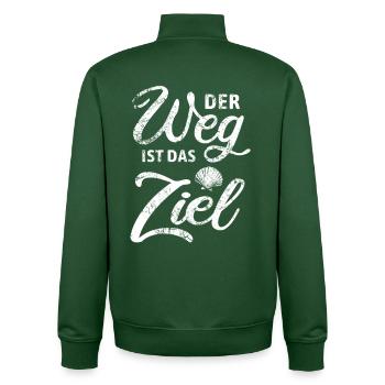 Der Weg ist das Ziel - Camino - Jakobsweg - Pilger - Unisex Organic Zip Sweatshirt von Stanley/Stella - Flaschengrün - Hinten - AI Model Male 185 dark (185cm)