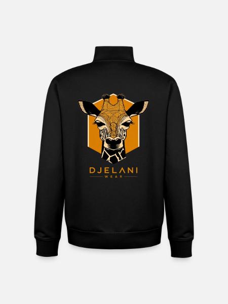 Geometric Giraffe in Ochre - Unisex Organic Zip Sweatshirt by Stanley/Stella - black