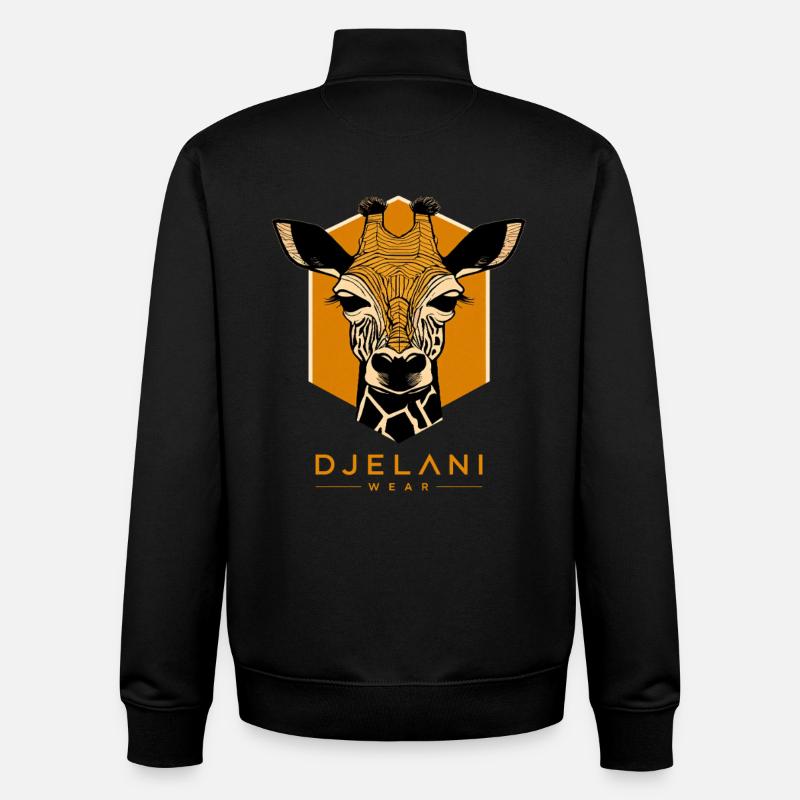 Geometric Giraffe in Ochre - Unisex Organic Zip Sweatshirt by Stanley/Stella - black