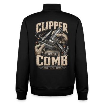 Barber Barbier Tondeuse sur peigne - Sweat zippé unisexe en coton bio Stanley/Stella - noir - Dos - AI Model Male 185 light (185cm)