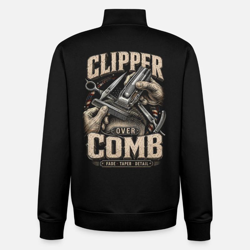 Barber Barbier Clipper Over Comb - Unisex Organic Zip Sweatshirt von Stanley/Stella - Schwarz
