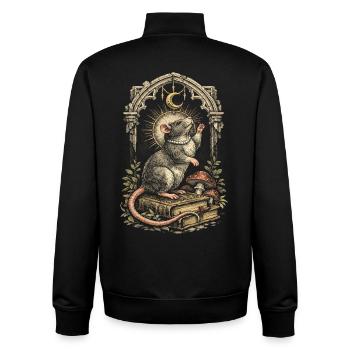 Cottagecore de maison Rat de couleur Rat Fantasy Rat Grand-souris - Sweat zippé unisexe en coton bio Stanley/Stella - noir - Dos - AI Model Male 185 light (185cm)