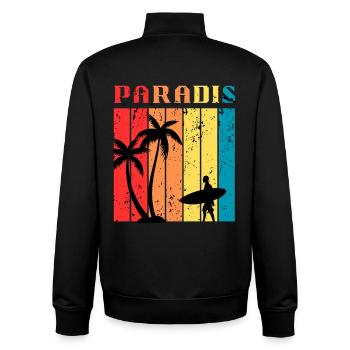 Paradise Surf été | Surf & Beach Retro Vintage - Sweat zippé unisexe en coton bio Stanley/Stella - noir - Dos - AI Model Male 185 light (185cm)