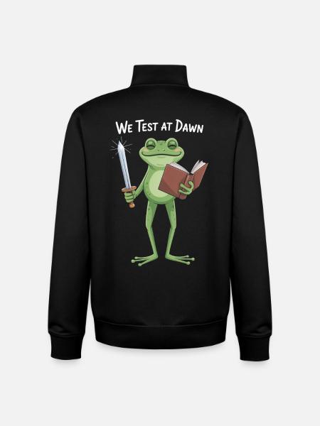 We Test at Dawn Frog Knight - Unisex Organic Zip Sweatshirt by Stanley/Stella - black