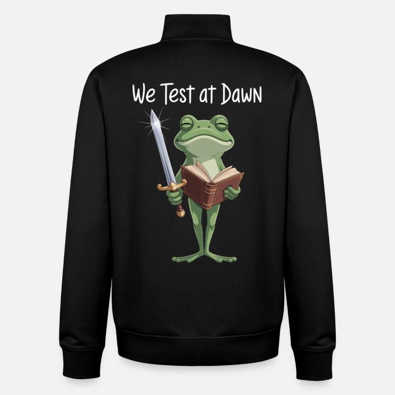 Frog Knight Reading at Dawn - Unisex Organic Zip Sweatshirt by Stanley/Stella - black