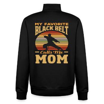 My favorite black belt calls me mom - Unisex Organic Zip Sweatshirt by Stanley/Stella - black - Back - AI Model Male 185 light (185cm)