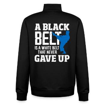 A black belt is a white belt who never gave up - Unisex Organic Zip Sweatshirt by Stanley/Stella - black - Back - AI Model Male 185 light (185cm)