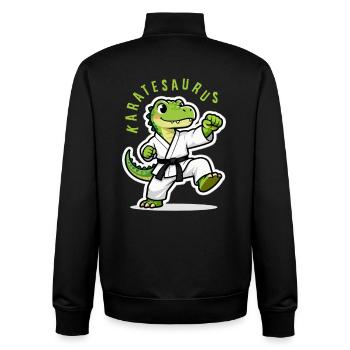 Karatesaurus Dinosaur T-Rex Karate Kids - Unisex Organic Zip Sweatshirt by Stanley/Stella - black - Back - AI Model Male 185 light (185cm)
