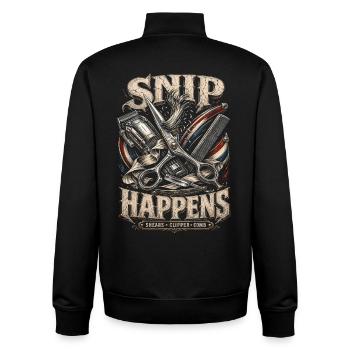 Barbier Snip Snip Arrive - Sweat zippé unisexe en coton bio Stanley/Stella - noir - Dos - AI Model Male 185 light (185cm)