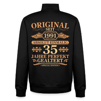 Original seit 1991 Baujahr – 35. Geburtstag - Unisex Organic Zip Sweatshirt von Stanley/Stella - Schwarz - Hinten - AI Model Male 185 light (185cm)