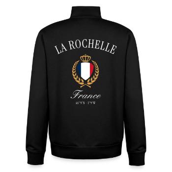 La Rochelle Frankreich Wappen Krone Reise Souvenir - Unisex Organic Zip Sweatshirt von Stanley/Stella - Schwarz - Hinten - AI Model Male 185 light (185cm)