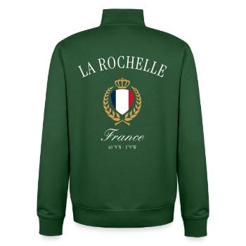 La Rochelle Frankreich Wappen Krone Reise Souvenir - Unisex Organic Zip Sweatshirt von Stanley/Stella - Flaschengrün - Hinten - AI Model Male 185 dark (185cm)