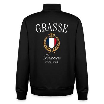 Grasse France Coat of Arms Crown – Travel Souvenir - Unisex Organic Zip Sweatshirt by Stanley/Stella - black - Back - AI Model Male 185 light (185cm)
