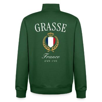 Grasse Frankreich Wappen Krone – Reise Souvenir - Unisex Organic Zip Sweatshirt von Stanley/Stella - Flaschengrün - Hinten - AI Model Male 185 dark (185cm)